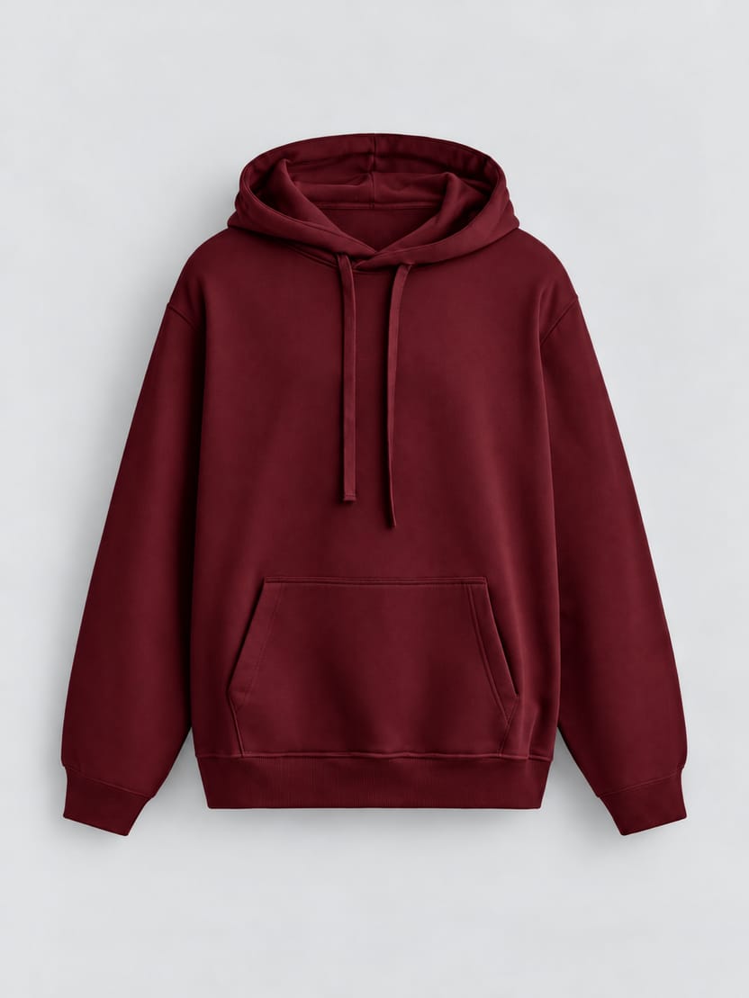 Classic Essential Fleece Hoodie – Maroon