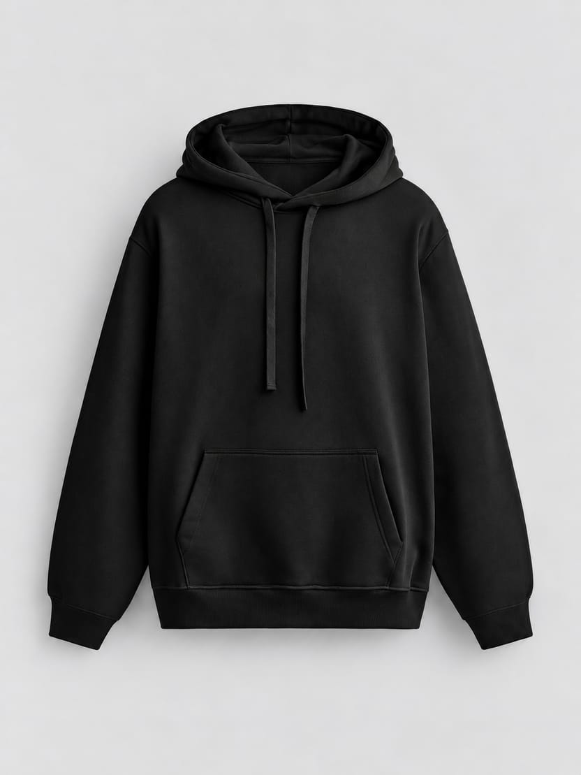 Classic Essential Fleece Hoodie – Black