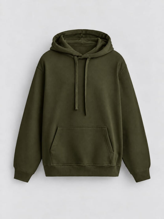 Classic Essential Fleece Hoodie – Olive Green