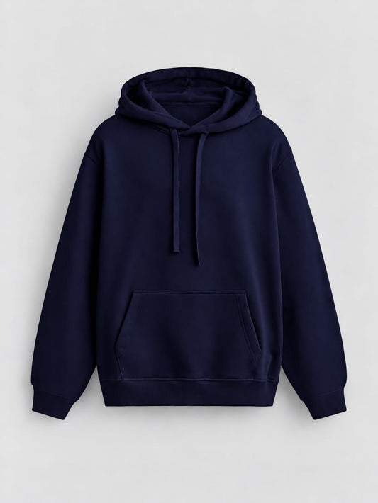Classic Essential Fleece Hoodie – Navy Blue